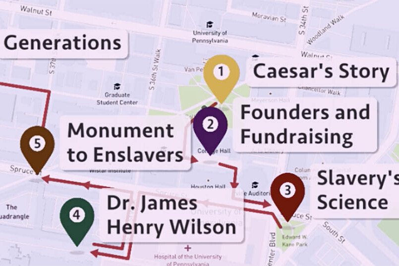 Screen capture of the Penn & Slavery augmented reality app interface